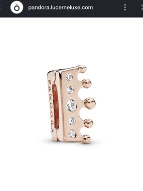 Pandora Rose Gold Reflexion Gold Crown Clip Charm with CZ Crystal